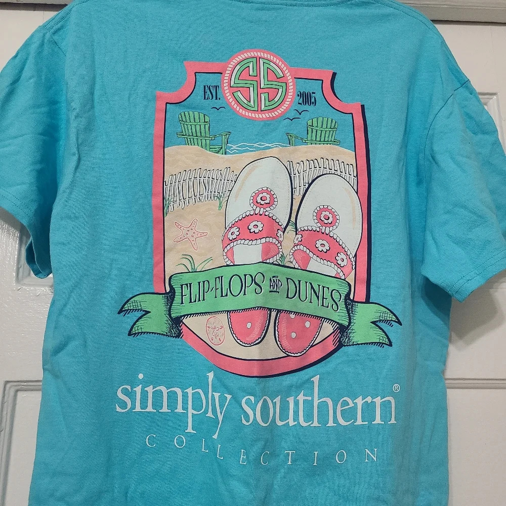 Simply Southern Women's Jack Rogers Flip Flops & Dunes Tshirt 100% Cotton Medium